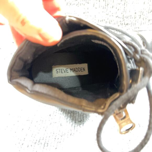 Steve Madden Nydiaa Black Combat Boots 7M Lace Up Chunky Heel Zip Lug Sole - Picture 14 of 16